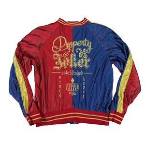 Hot Topic Suicide Squad Harley Quinn 2X Property Joker Satin Bomber Jacket